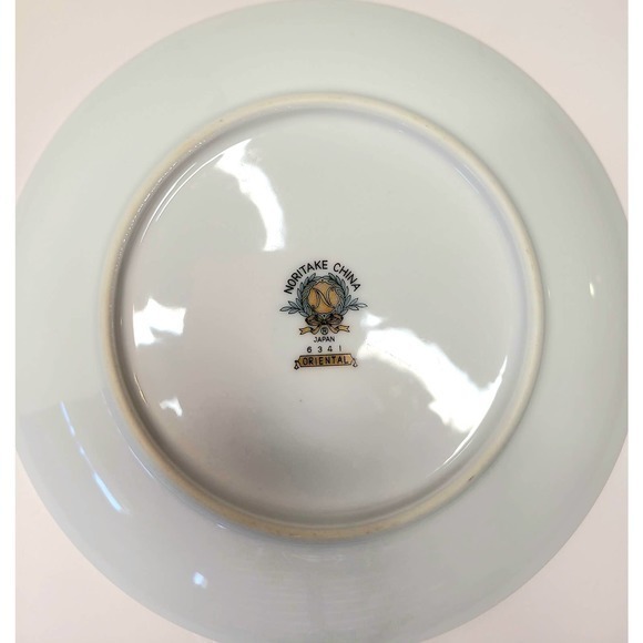 Vintage 2 Noritake Japan Oriental Pattern Bamboo Green and Gold Salad Plate 60s - Picture 6 of 7